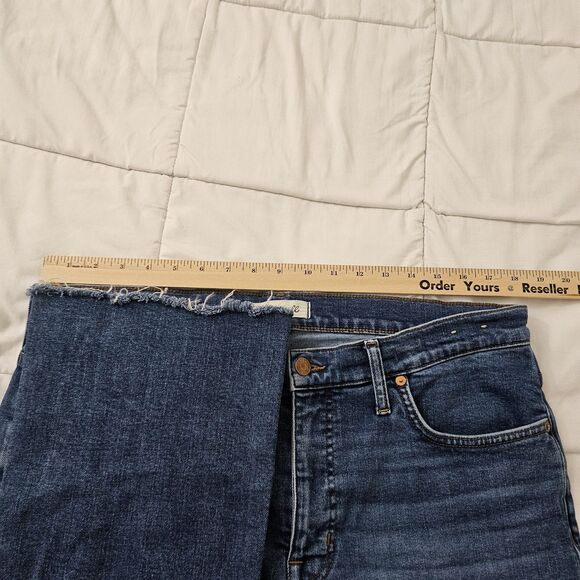 Madewell Jeans Womens 32 Blue Mid Rise Kick Out Flare Crop Brinton Wash Raw Hem - Picture 9 of 11